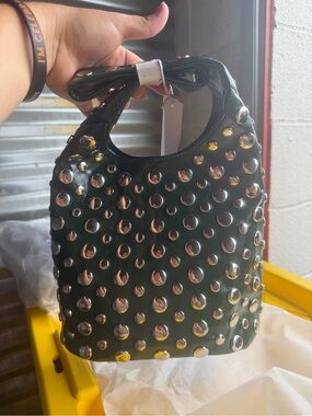 Dark Green Mini Studded Tote Bag